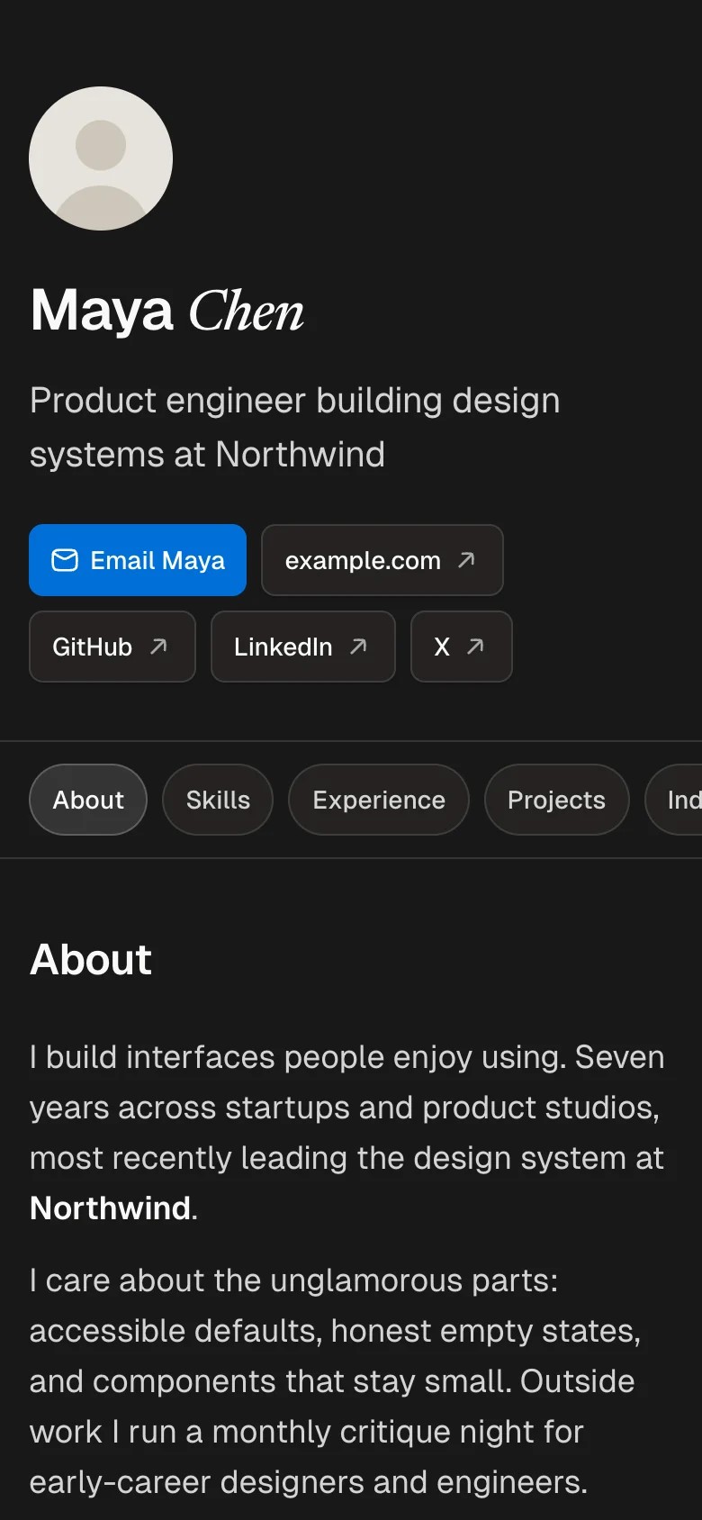 The same page on a phone