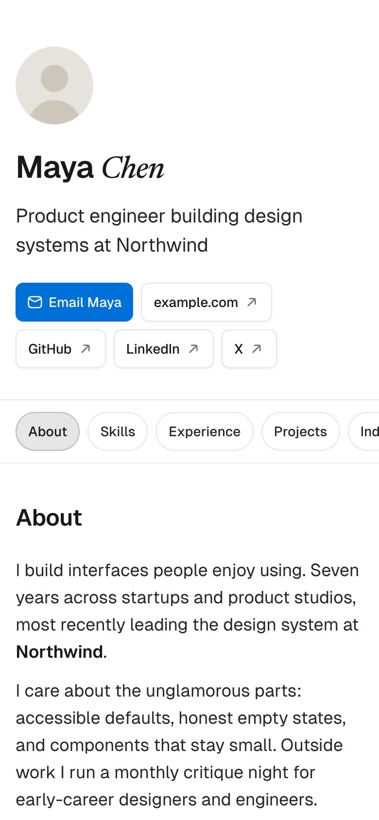 The same page on a phone